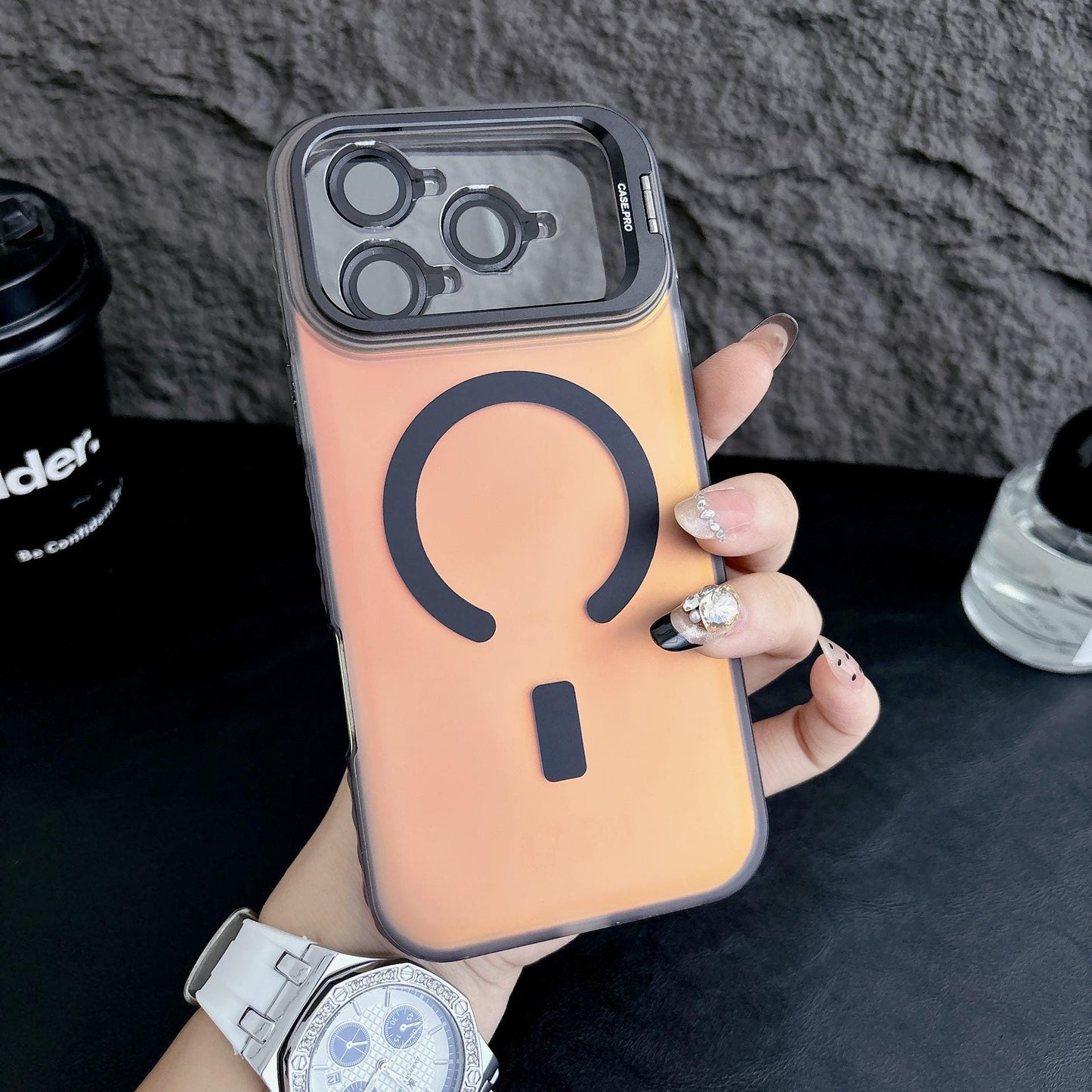 MagSafe Camera Kickstand iPhone 16 Pro Max Case. Built-in Lens Protector. Full Body Shockproof IMD Cover for iPhone 15, 14.