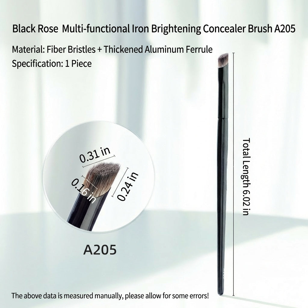 Black Rose "The Iron" Precision Concealer Brush – Seamless Under-Eye Brightener for Dark Circles & Tear Troughs