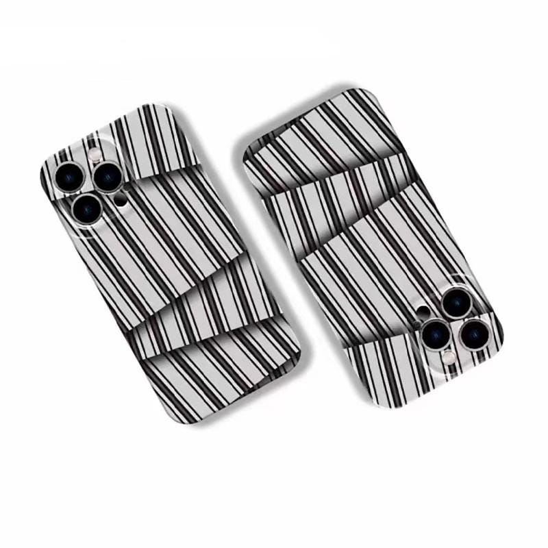 Abstract Black & White Stripe iPhone Case, Geometric Optical Illusion