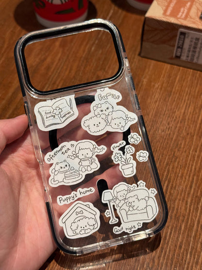 MagSafe Minimalist Dog iPhone 16 Pro Max Case. 360 Rotatable Kickstand. Cute Line Art Puppy Cover. Magnetic Grip for iPhone 15 13 12.