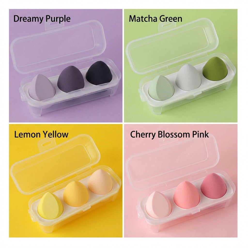 4-Pack Premium Makeup Sponge Set – Mixed Shapes (Teardrop, Angled, Gourd) for Flawless Wet & Dry Blending