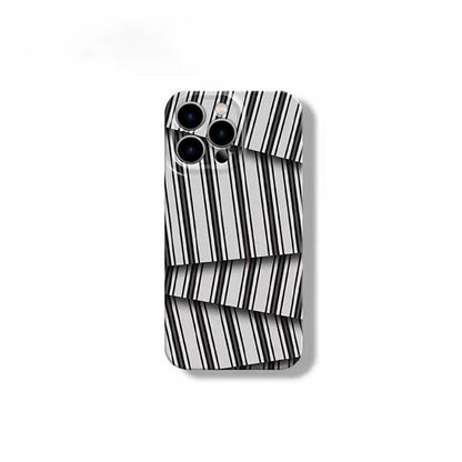 Abstract Black & White Stripe iPhone Case, Geometric Optical Illusion