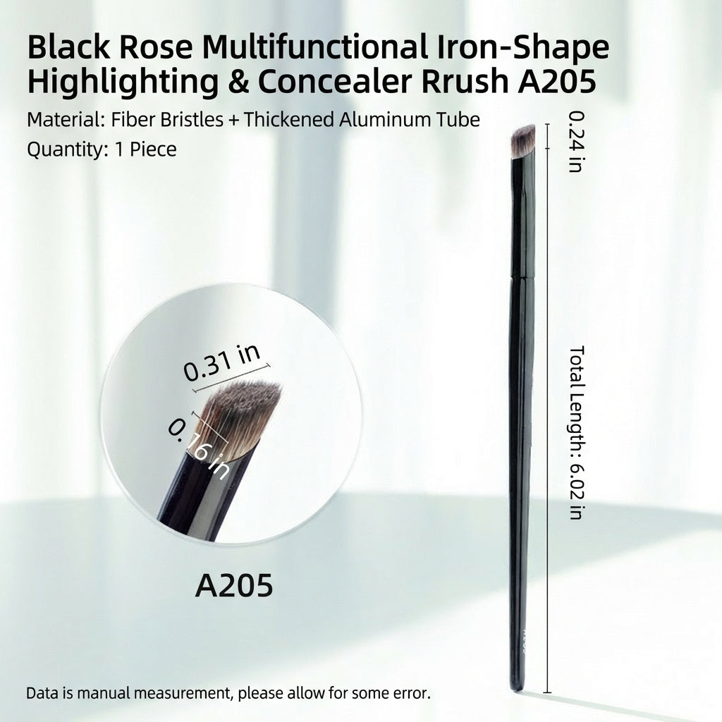 Black Rose "The Iron" Precision Concealer Brush – Seamless Under-Eye Brightener for Dark Circles & Tear Troughs