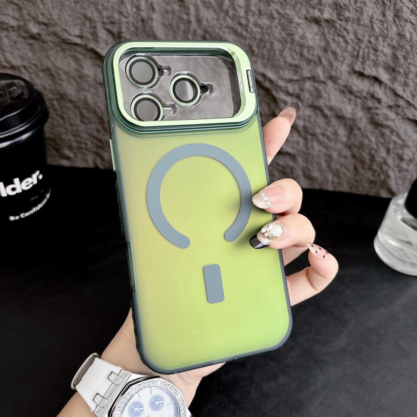 MagSafe Camera Kickstand iPhone 16 Pro Max Case. Built-in Lens Protector. Full Body Shockproof IMD Cover for iPhone 15, 14.