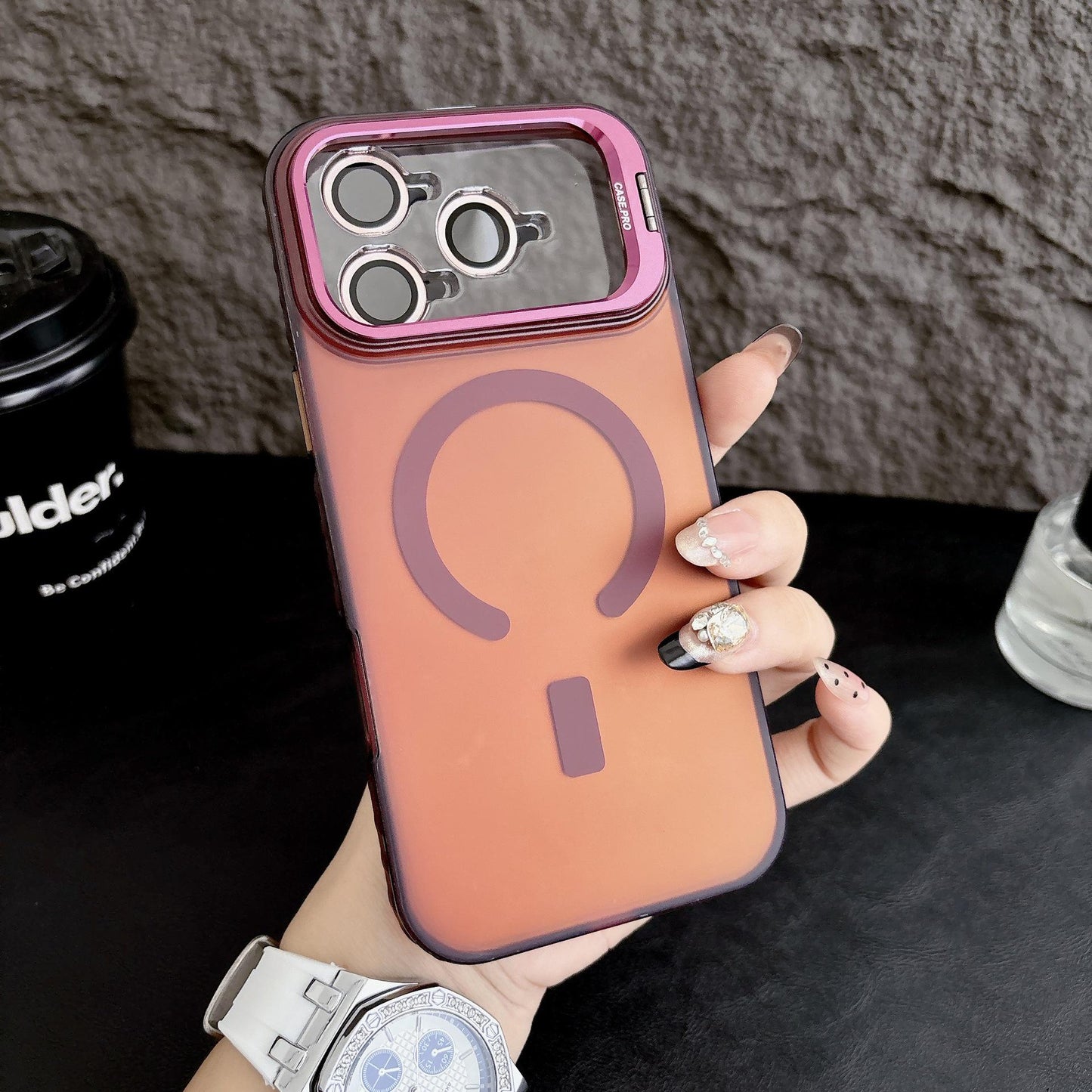 MagSafe Camera Kickstand iPhone 16 Pro Max Case. Built-in Lens Protector. Full Body Shockproof IMD Cover for iPhone 15, 14.