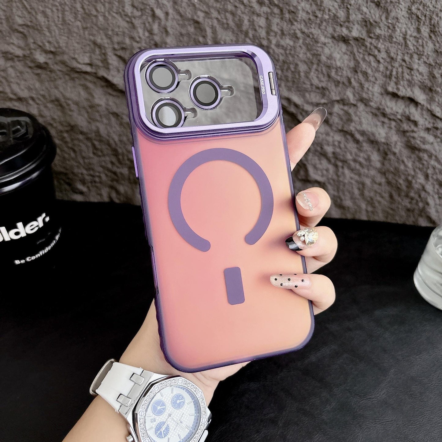 MagSafe Camera Kickstand iPhone 16 Pro Max Case. Built-in Lens Protector. Full Body Shockproof IMD Cover for iPhone 15, 14.