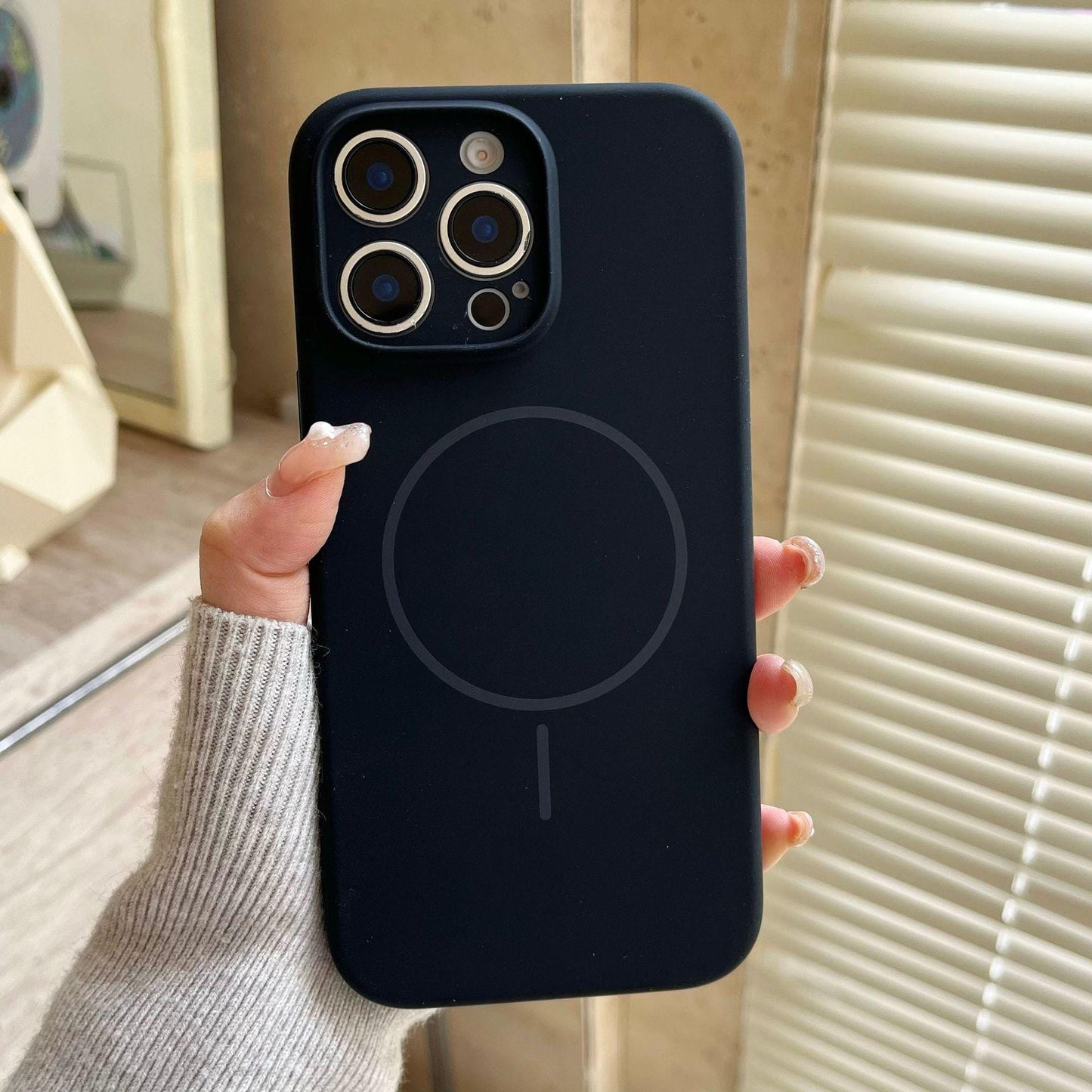 Minimalist MagSafe Silicone iPhone 16 Pro Max Case. Thin Magnetic Ring. Precision Camera Lens Protection. Soft Shockproof Cover 15 14.