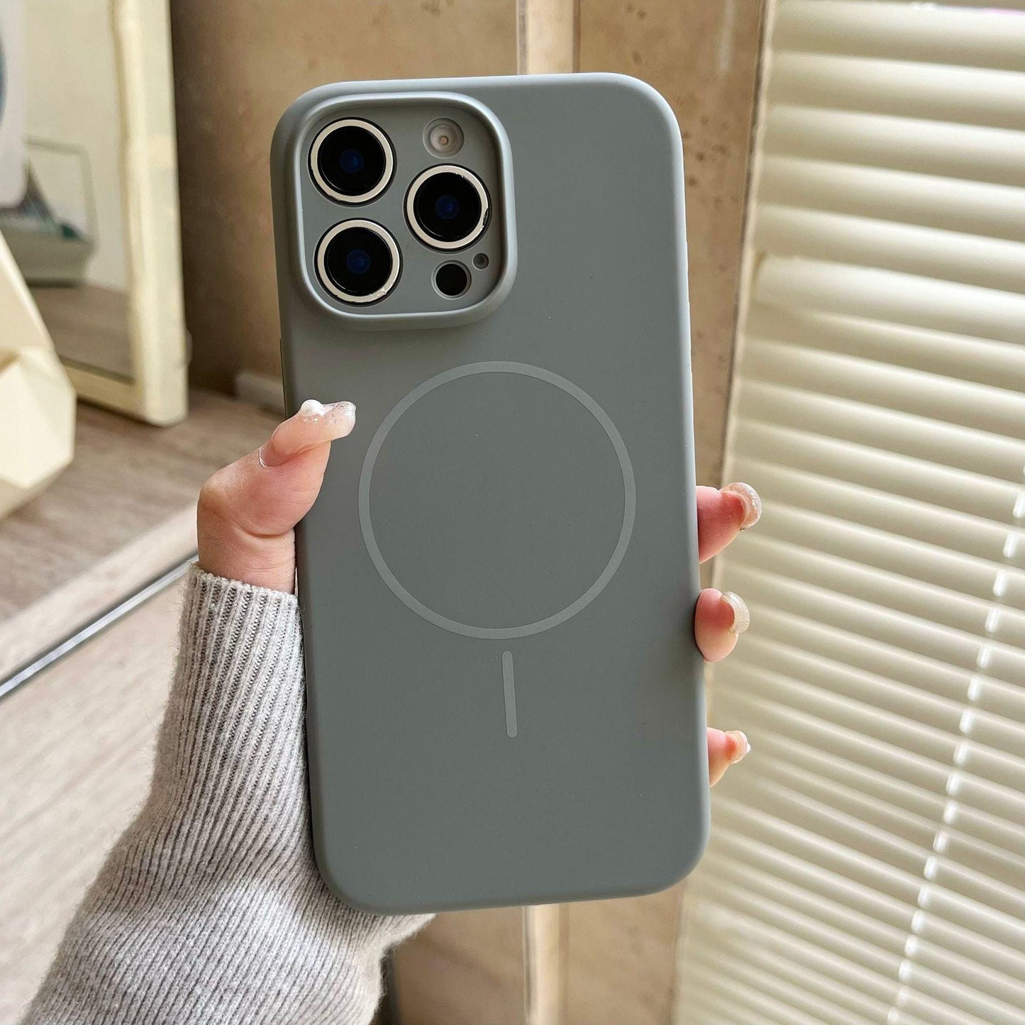 Minimalist MagSafe Silicone iPhone 16 Pro Max Case. Thin Magnetic Ring. Precision Camera Lens Protection. Soft Shockproof Cover 15 14.