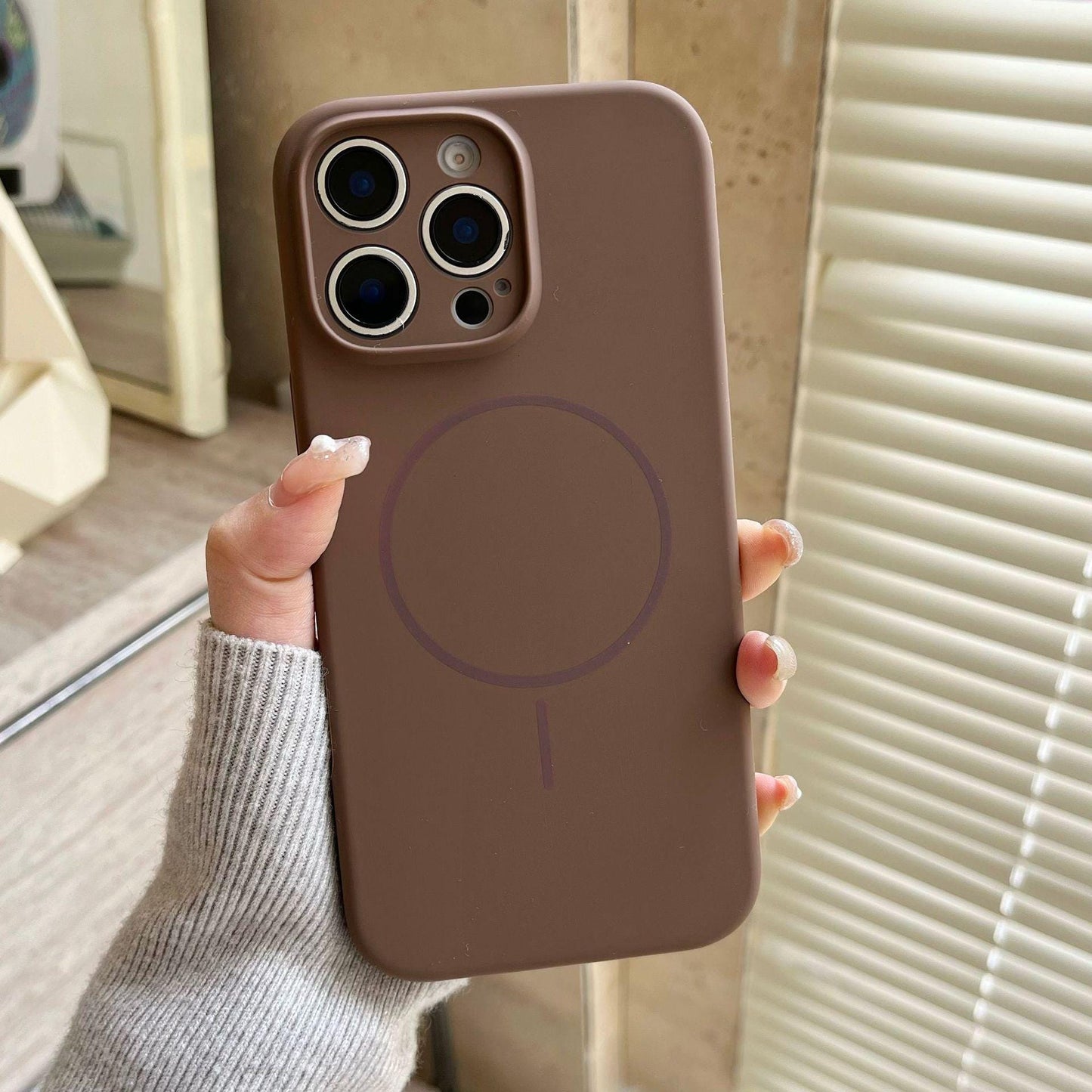 Minimalist MagSafe Silicone iPhone 16 Pro Max Case. Thin Magnetic Ring. Precision Camera Lens Protection. Soft Shockproof Cover 15 14.