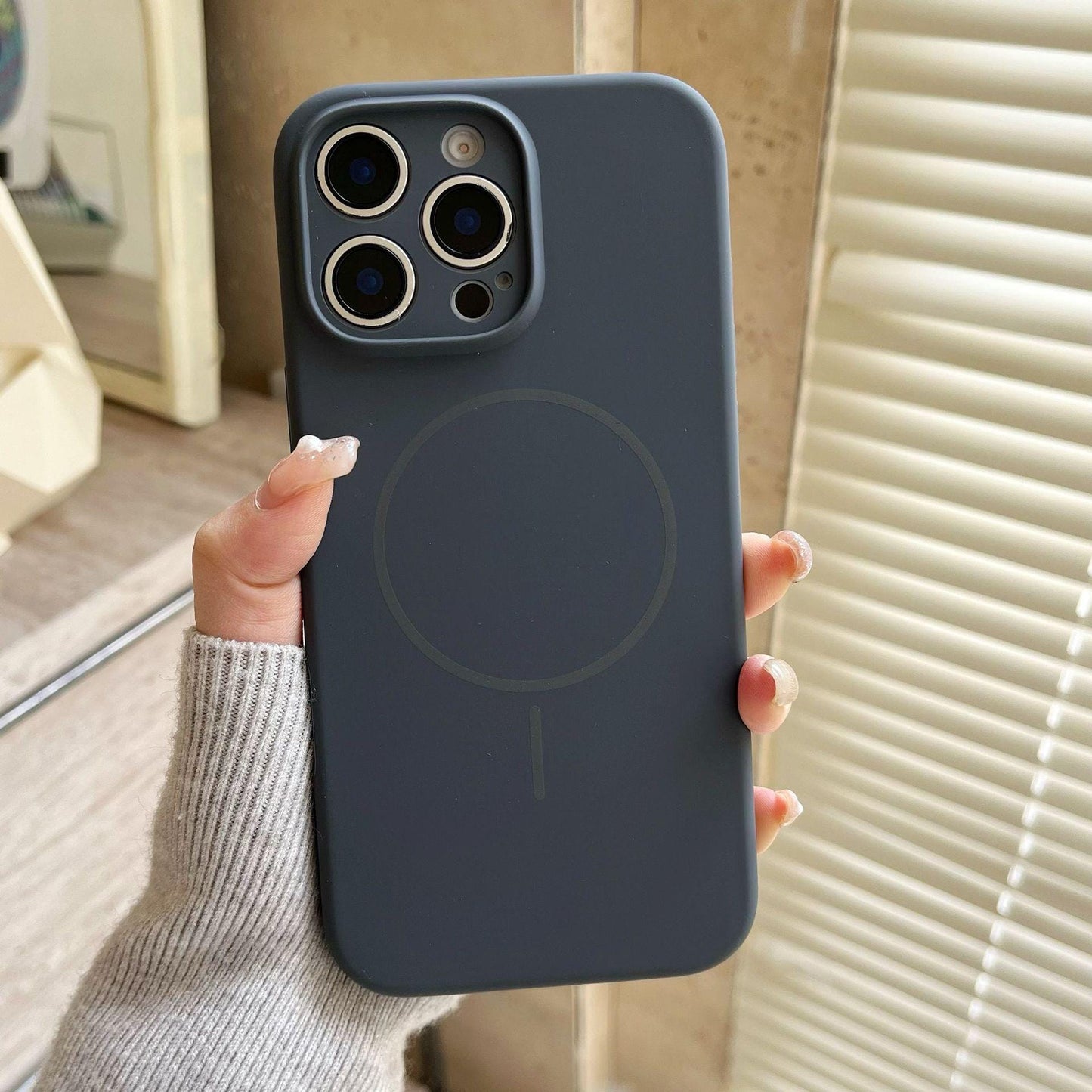 Minimalist MagSafe Silicone iPhone 16 Pro Max Case. Thin Magnetic Ring. Precision Camera Lens Protection. Soft Shockproof Cover 15 14.