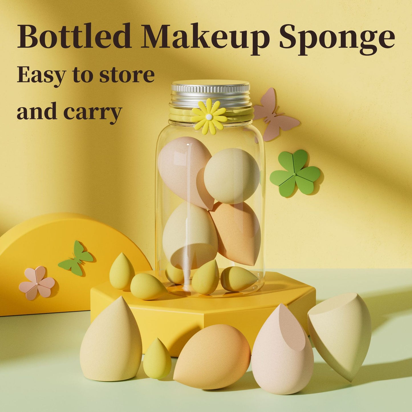 4-Pack Premium Makeup Sponge Set – Mixed Shapes (Teardrop, Angled, Gourd) for Flawless Wet & Dry Blending