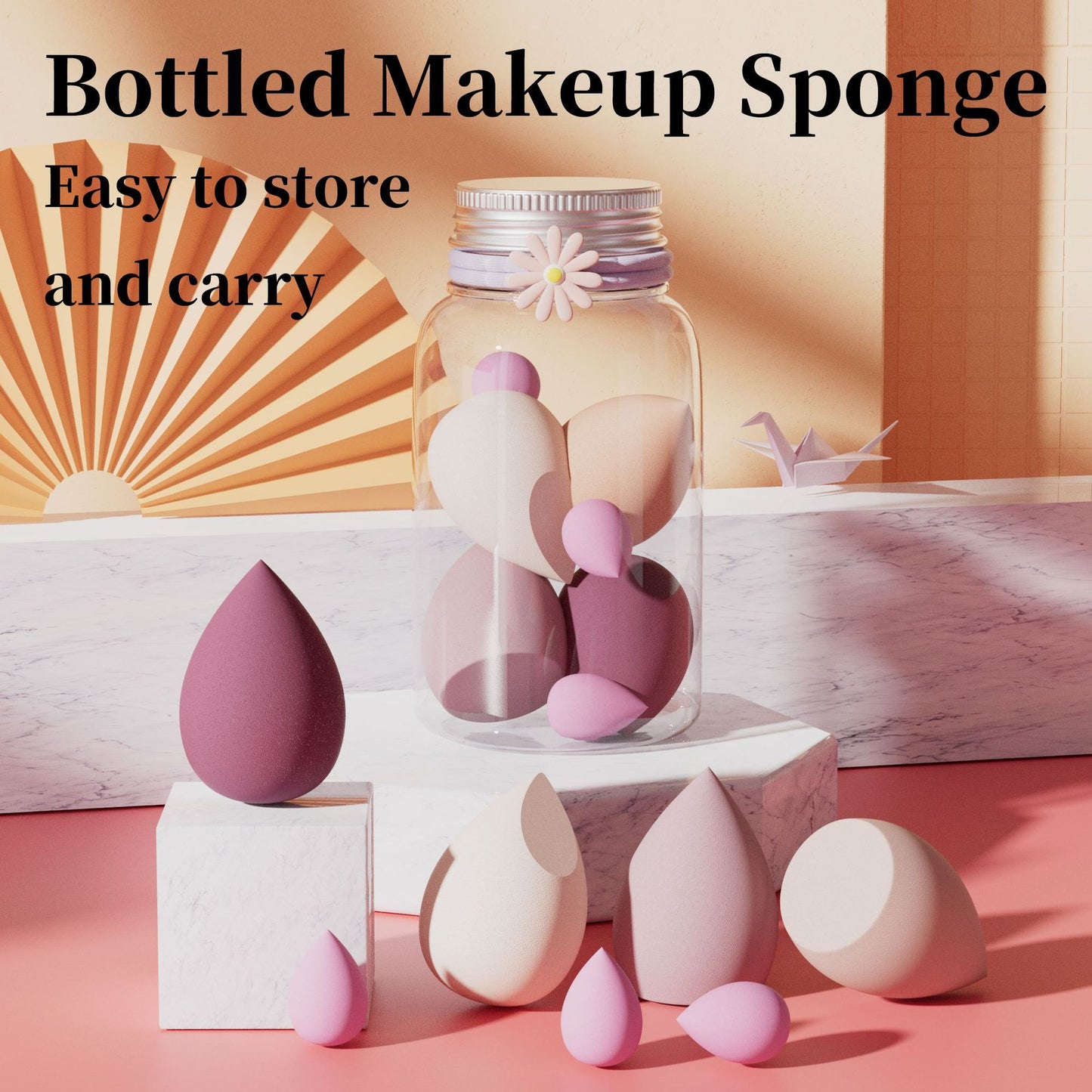 4-Pack Premium Makeup Sponge Set – Mixed Shapes (Teardrop, Angled, Gourd) for Flawless Wet & Dry Blending