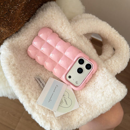 The Puffer Case iPhone 16 Pro Max. Metallic Silver 3D Bubble Cover. Soft Pillow Down Jacket Shell. Y2K Trendy Aesthetic Gift.