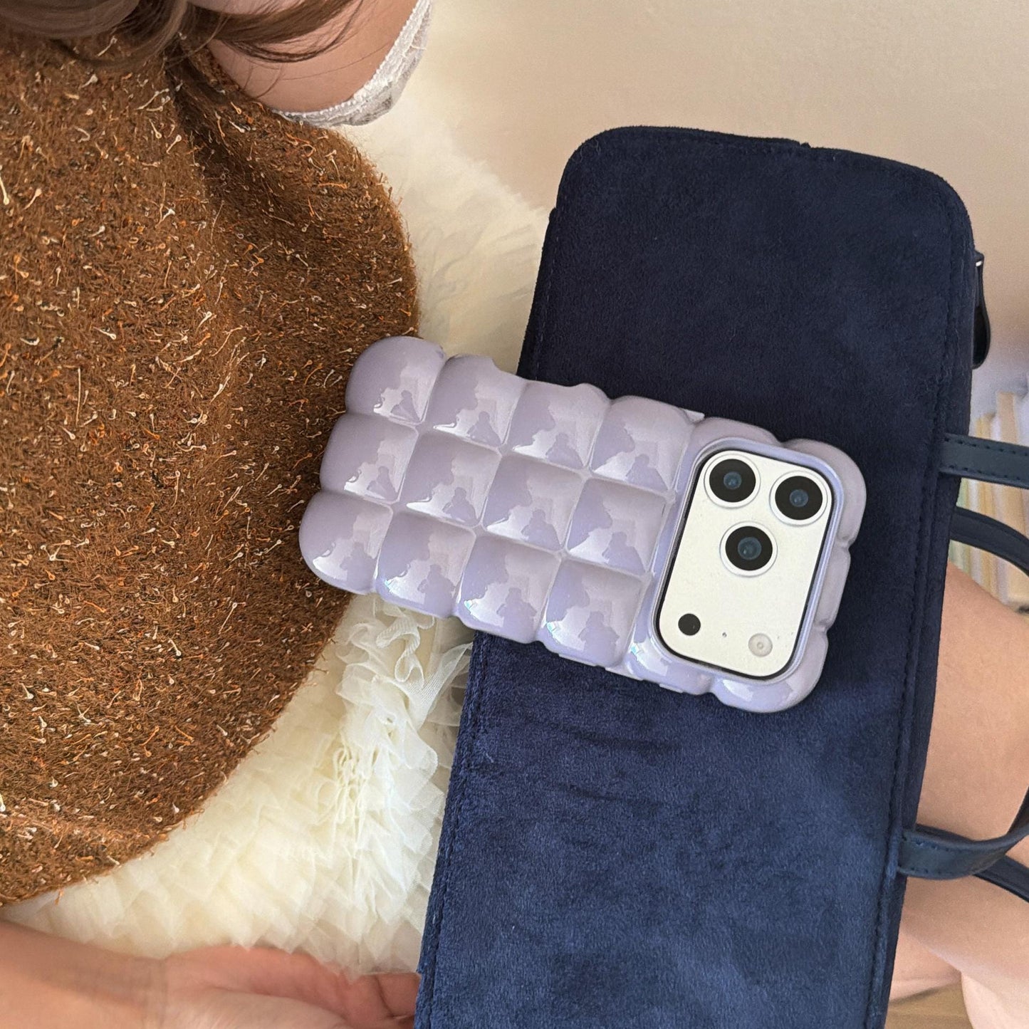 The Puffer Case iPhone 16 Pro Max. Metallic Silver 3D Bubble Cover. Soft Pillow Down Jacket Shell. Y2K Trendy Aesthetic Gift.