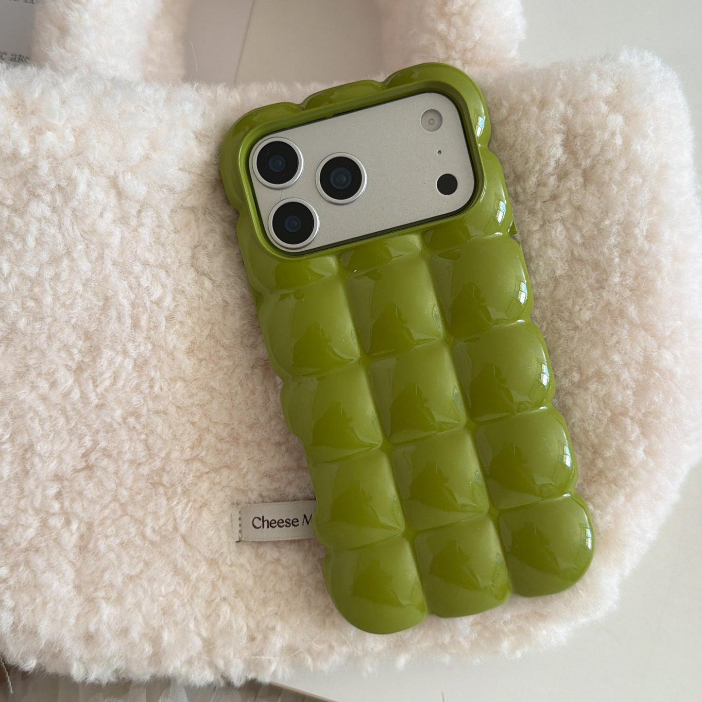 The Puffer Case iPhone 16 Pro Max. Metallic Silver 3D Bubble Cover. Soft Pillow Down Jacket Shell. Y2K Trendy Aesthetic Gift.