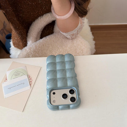 The Puffer Case iPhone 16 Pro Max. Metallic Silver 3D Bubble Cover. Soft Pillow Down Jacket Shell. Y2K Trendy Aesthetic Gift.