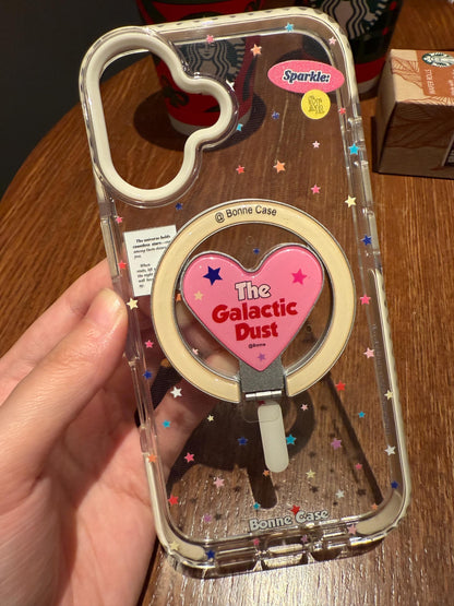 Y2K Star & Heart MagSafe iPhone 16 Pro Max Case. Clear Magnetic Kickstand. Acubi Aesthetic Graffiti Star Cover. Cute Gift for 15 14.
