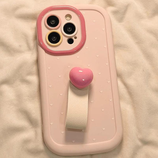 Coquette Pink Heart iPhone Case: 3D Love Grip, Soft Silicone