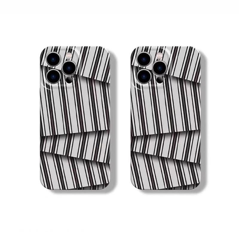 Abstract Black & White Stripe iPhone Case, Geometric Optical Illusion