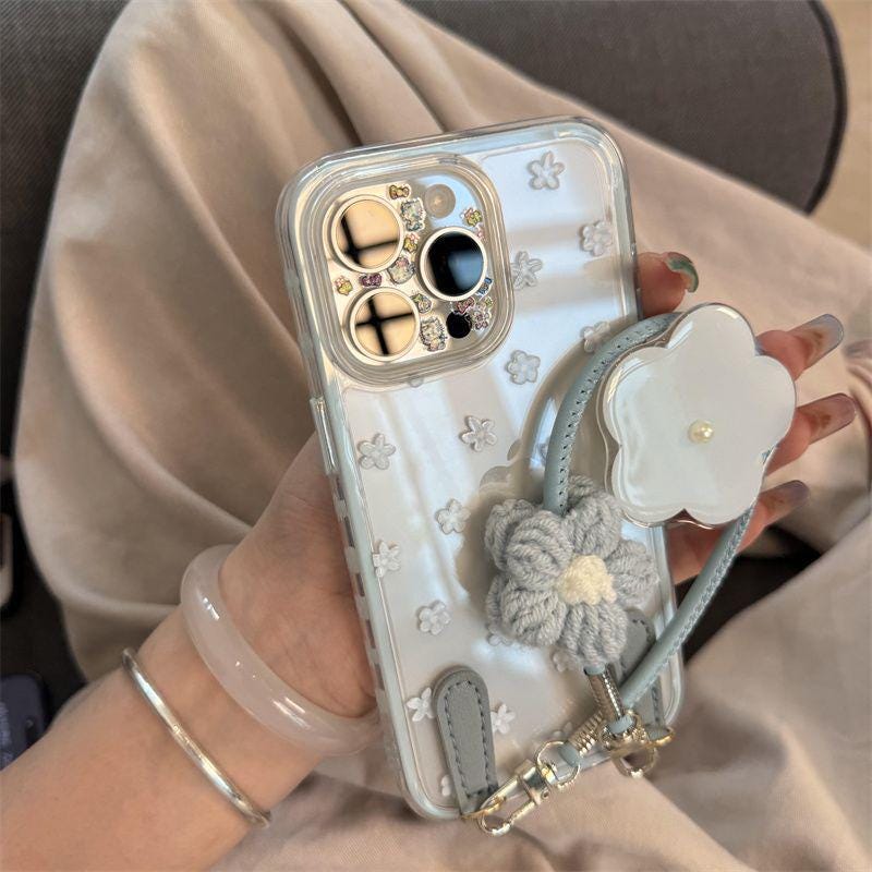 Cute Floral iPhone 16 Pro Max Case with Side Pattern. Korean Aesthetic Flower Soft Cover. Botanical Wildflower Gift for iPhone 15 14 13.