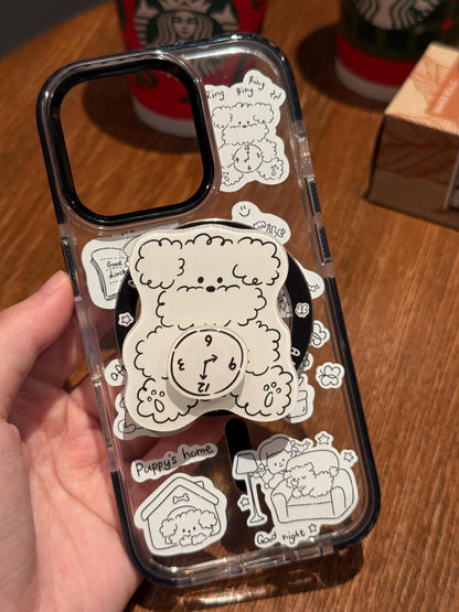 MagSafe Minimalist Dog iPhone 16 Pro Max Case. 360 Rotatable Kickstand. Cute Line Art Puppy Cover. Magnetic Grip for iPhone 15 13 12.