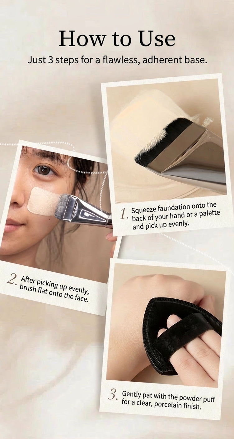 Linear Foundation Spatula Brush – The "No-Waste" Tool for an Ultra-Thin, Airbrushed Finish