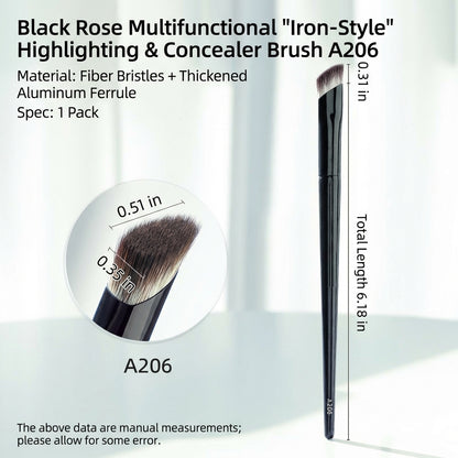 Black Rose "The Iron" Precision Concealer Brush – Seamless Under-Eye Brightener for Dark Circles & Tear Troughs