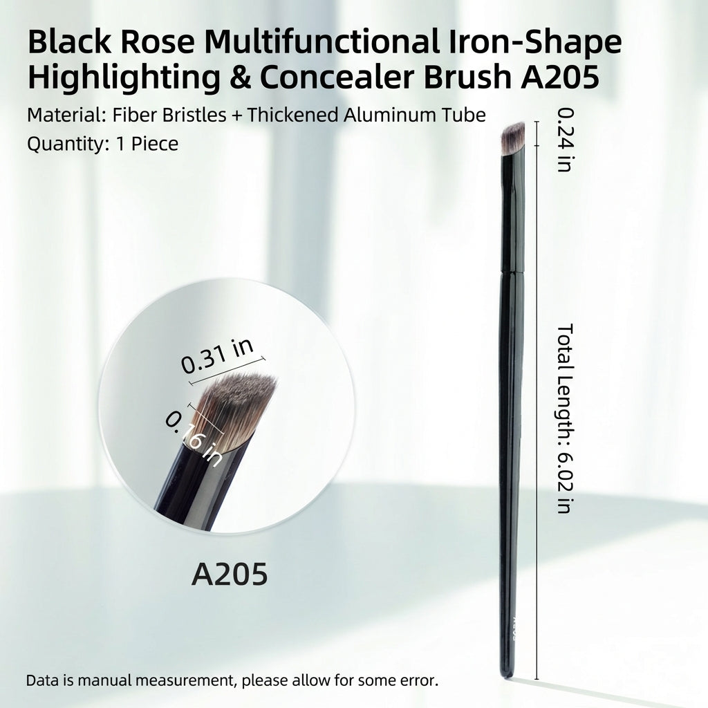 Black Rose "The Iron" Precision Concealer Brush – Seamless Under-Eye Brightener for Dark Circles & Tear Troughs